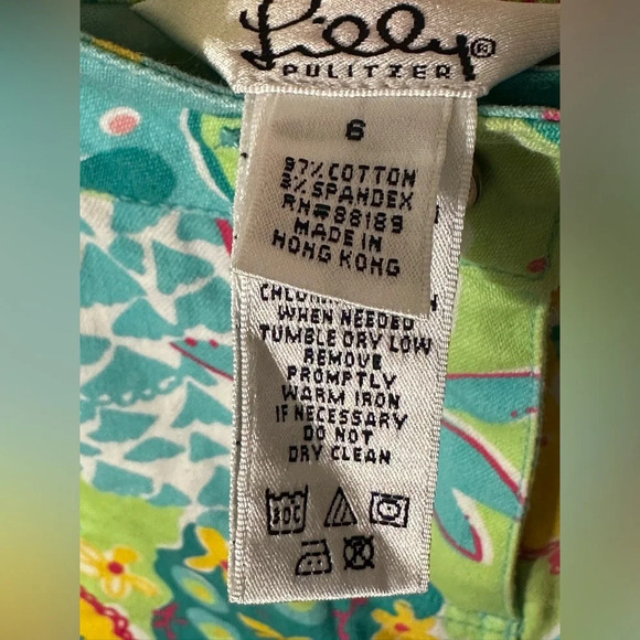 LILLY PULITZER 6 Floral PEACOCK PANTS JEANS Preppy Derby Cropped Southern Belle - Picture 5 of 10